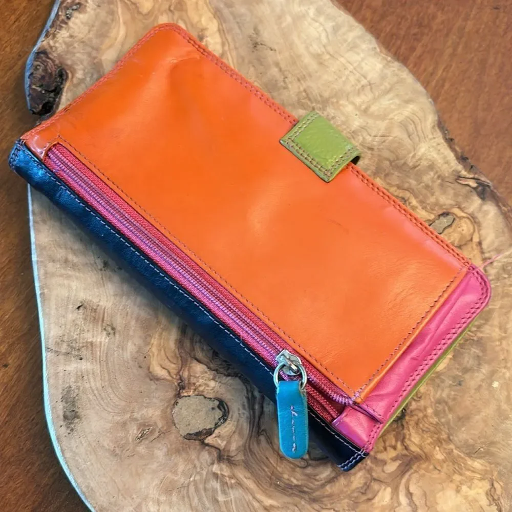 Leather Color Block Wallet - Picture 2 of 8